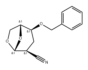 .beta.-D-ribo-Hexopyranose, 1,6-anhydro-2-cyano-2,3-dideoxy-4-O-(phenylmethyl)- Struktur