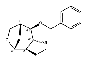 .beta.-D-Glucopyranose, 1,6-anhydro-2-deoxy-2-ethyl-4-O-(phenylmethyl)-,136760-00-4,结构式