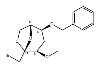 .beta.-D-ribo-2-Heptulopyranose, 2,7-anhydro-1-bromo-1,4-dideoxy-3-O-methyl-5-O-(phenylmethyl)- Structure