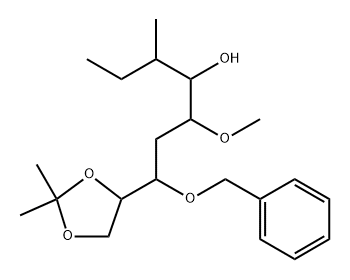 D-allo-Nonitol, 1,2,3,6-tetradeoxy-3-methyl-5-O-methyl-8,9-O-(1-methylethylidene)-7-O-(phenylmethyl)-, (3.xi.)-,136781-80-1,结构式