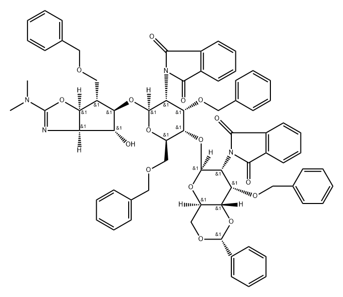 136845-48-2 .beta.-D-Allopyranoside, 2-(dimethylamino)-3a,5,6,6a-tetrahydro-4-hydroxy-6-(phenylmethoxy)methyl-4H-cyclopentoxazol-5-yl 2-deoxy-4-O-2-deoxy-2-(1,3-dihydro-1,3-dioxo-2H-isoindol-2-yl)-3-O-(phenylmethyl)-4,6-O-(phenylmethylene)-.beta.-D-allopyranosyl-2-(1