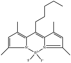 Boron, [2-[1-(3,5-dimethyl-2H-pyrrol-2-ylidene-κN)hexyl]-3,5-dimethyl-1H-pyrrolato-κN]difluoro-, (T-4)-,1369431-25-3,结构式