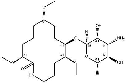 Azacyclotetradecan-2-one, 10-[(3-amino-3,6-dideoxy-α-L-mannopyranosyl)oxy]-3,7,11-triethyl-, (3R,7S,10R,11R)- Structure