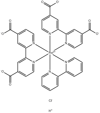 [(2,2'-联吡啶基)双(4,4'-二羧基-2,2'-联吡啶基)]钌(II) 二氯,1374115-35-1,结构式