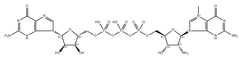 Guanosine 5'-(trihydrogen diphosphate), 2'-amino-2'-deoxy-7-methyl-, inner salt, P''→5'-ester with guanosine 化学構造式