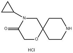 1-Oxa-4,9-diazaspiro[5.5]undecan-3-one, 4-cyclopropyl-, hydrochloride (1:1) 化学構造式