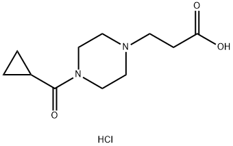 3-(4-(Cyclopropanecarbonyl)piperazin-1-yl)propanoic acid hydrochloride Struktur