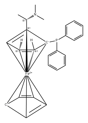 (S)-N,N-dimethyl-1-((R)-2-Diphenylphosphino)ferrocenylethylamine Struktur