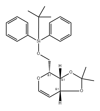 2,6-脱水-5-脱氧-1-O-[(叔丁基)二苯基硅烷基]-3,4-O-(1-甲基亚乙基)-D-阿拉伯-己-5-烯糖, 137792-66-6, 结构式