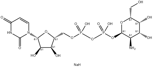 Uridine 5'-(trihydrogen diphosphate), P'-(2-amino-2-deoxy-α-D-galactopyranosyl) ester, sodium salt (1:2) Structure