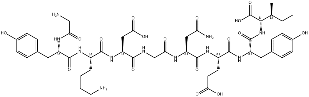 L-Isoleucine, glycyl-L-tyrosyl-L-lysyl-L-α-aspartylglycyl-L-asparaginyl-L-α-glutamyl-L-tyrosyl- 化学構造式