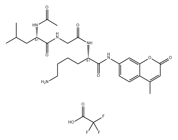 L-Lysinamide, N-acetyl-L-leucylglycyl-N-(4-methyl-2-oxo-2H-1-benzopyran-7-yl)-, 2,2,2-trifluoroacetate (1:1) Struktur