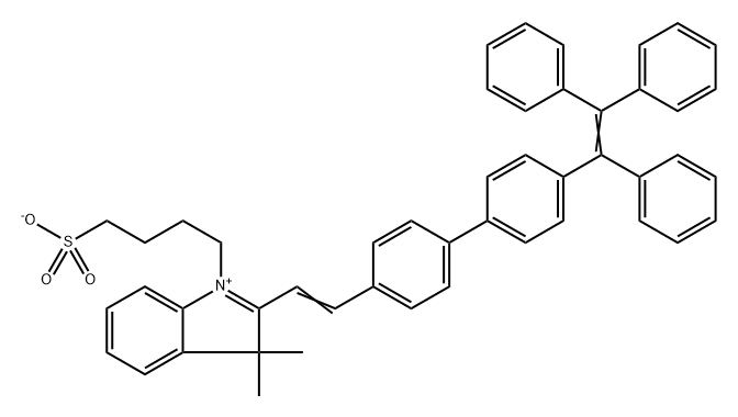 3H-Indolium, 3,3-dimethyl-1-(4-sulfobutyl)-2-[2-[4'-(1,2,2-triphenylethenyl)[1,1'-biphenyl]-4-yl]ethenyl]-, inner salt Structure
