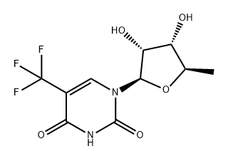 1-((2R,3R,4S,5R)-3,4-dihydroxy-5-methyltetrahydrofuran-2-yl)-5-(trifluoromethyl)pyrimidine-2,4(1H,3H)-dione 结构式