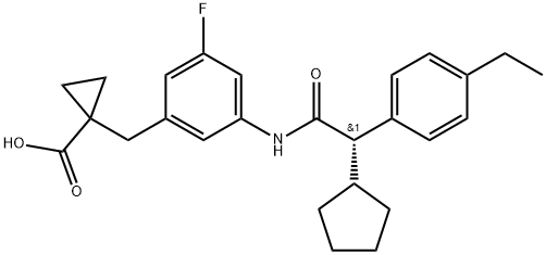 (S)-1-(3-(2-cyclopentyl-2-(4-ethylphenyl)acetamido)-5-fluorobenzyl)cyclopropane-1-carboxylicacid Struktur