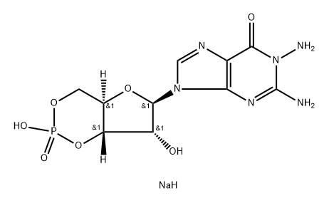 Guanosine, 1-amino-, cyclic 3',5'-(hydrogen phosphate), sodium salt (1:1) Structure