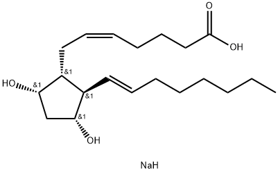 Prosta-5,13-dien-1-oic acid, 9,11-dihydroxy-, sodium salt (1:1), (5Z,9α,11α,13E)- Struktur