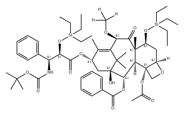 Benzenepropanoic acid, β-[[(1,1-dimethylethoxy)carbonyl]amino]-α-[(triethylsilyl)oxy]-, (2aR,4S,4aS,6R,9S,11S,12S,12aR,12bS)-12b-(acetyloxy)-12-(benzoyloxy)-2a,3,4,4a,5,6,9,10,11,12,12a,12b-dodecahydro-11-hydroxy-6-(methoxy-d3)-4a,8,13,13-tetramethyl-5-oxo-4-[(triethylsilyl)oxy]-7,11-methano-1H-cyclodeca[3,4]benz[1,2-b]oxet-9-yl ester, (αR,βS)-