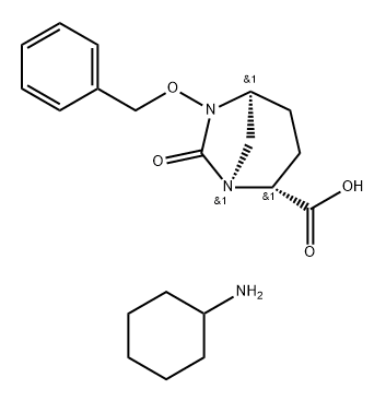 1,6-Diazabicyclo[3.2.1]octane-2-carboxylic acid, 7-oxo-6-(phenylmethoxy)-, compd. with cyclohexanamine (1:1), (1S,2R,5S)- Structure