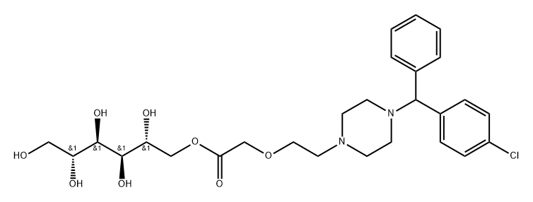 D-Mannitol, 1-[2-[2-[4-[(4-chlorophenyl)phenylmethyl]-1-piperazinyl]ethoxy]acetate] Struktur