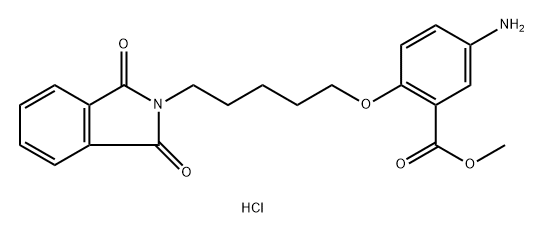 Benzoic acid, 5-amino-2-((5-(1,3-dioxoisoindolin-2-yl)pentyl)oxy)-, methyl ester, hydrochloride,13851-61-1,结构式