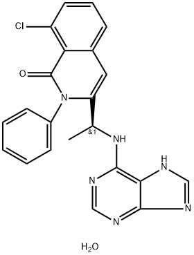 1(2H)-Isoquinolinone, 8-chloro-2-phenyl-3-[(1S)-1-(9H-purin-6-ylamino)ethyl]-, hydrate (1:),1386861-49-9,结构式