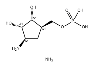 1,2-Cyclopentanediol, 3-amino-5-[(phosphonooxy)methyl]-, ammonium salt (1:2), (1R,2S,3R,5R)- Struktur