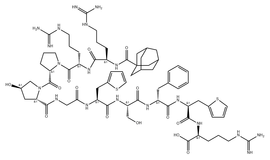 bradykinin, 1-adamantanecarboxylic acid-Arg(0)-Hyp(3)-Thi(5,8)-Phe(7)-,138866-14-5,结构式