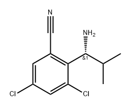 (R)-2-(1-amino-2-methylpropyl)-3,5-dichlorobenzonitrile Struktur