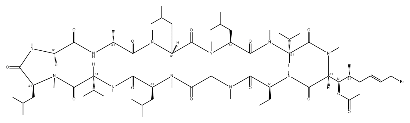 Cyclosporin A, 6-[(2S,3R,4R,6E)-3-(acetyloxy)-8-bromo-4-methyl-2-(methylamino)-6-octenoic acid]-|环孢菌素杂质7