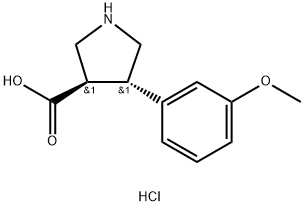 (3S,4R)-4-(3-甲氧基苯基)吡咯烷-3-羧酸盐酸盐 结构式
