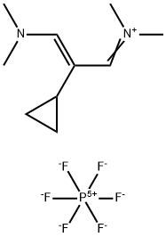 (E)-N-(2-cyclopropyl-3-(dimethylamino)allylidene)-N-methylmethanaminium hexafluorophosphate(V) Structure