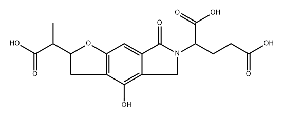 2H-Furo[2,3-f]isoindole-2,6(3H)-diacetic acid, 5,7-dihydro-4-hydroxy-α6-(2-carboxyethyl)-α2-methyl-7-oxo- (9CI) 结构式