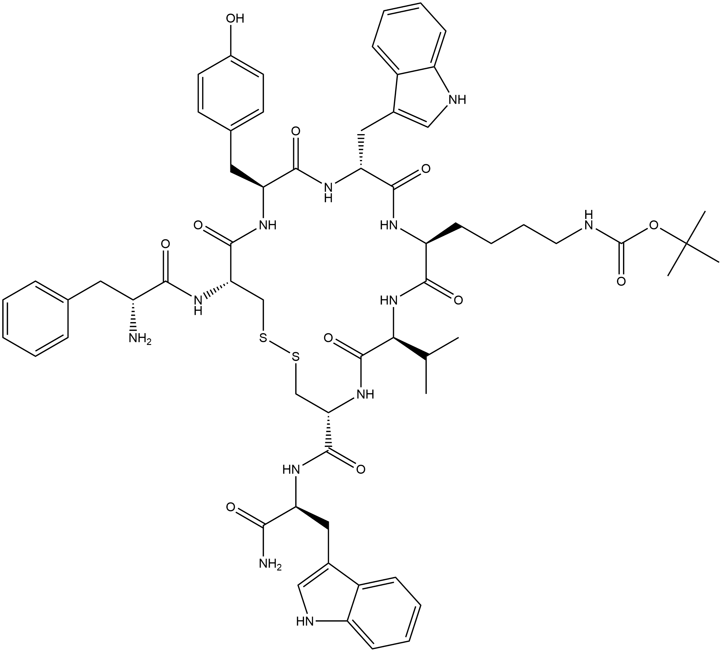 生长抑素类似物多肽 结构式