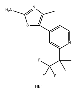 5-(2-(1,1,1-trifluoro-2-methylpropan-2-yl)pyridin-4-yl)-4-methylthiazol-2-amine hydrobromide 化学構造式