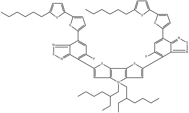 2,6-Bis{5-fluoro-7-(5'-hexyl-2,2'-bithiophen-5-yl)
benzo[c ][1,2,5]thiadiazol-4-yl}-(4,4'-bis(2-ethylhexyl)
dithieno[3,2-b :2',3'-d ]silole|2,6-Bis{5-fluoro-7-(5'-hexyl-2,2'-bithiophen-5-yl)
benzo[c ][1,2,5]thiadiazol-4-yl}-(4,4'-bis(2-ethylhexyl)
dithieno[3,2-b :2',3'-d ]silole