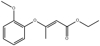 (E)-ethyl 3-(2-methoxyphenoxy)but-2-enoate Struktur