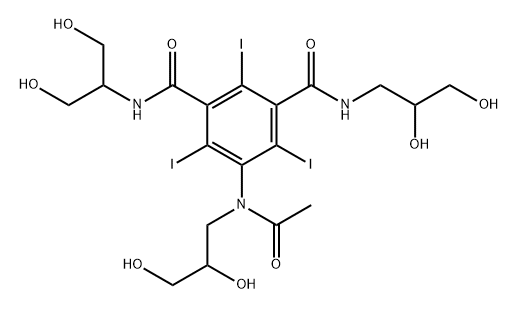 5-[acetyl(2,3-dihydroxypropyl)amino]-3-N-(1,3-dihydroxypropan-2-yl)-1-N-(2,3-dihydroxypropyl)-2,4,6-triiodobenzene-1,3-dicarboxamide Structure