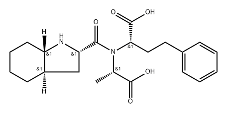 Benzenebutanoic acid, α-[[(1S)-1-carboxyethyl][[(2S,3aR,7aS)-octahydro-1H-indol-2-yl]carbonyl]amino]-, (αS)- 化学構造式