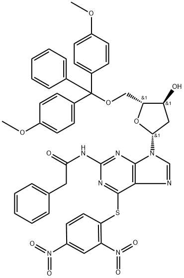 5''-O-(DIMETHOXYTRITYL)-S6-(2,4-DINITROPHENYL)-N2-PHENYLACETYL-2''-DEOXYTHIOGUANOSINE Struktur