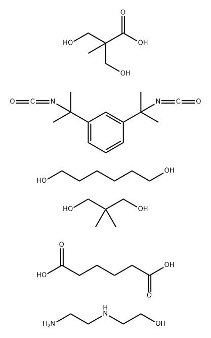 Hexanedioic acid, polymer with 2-(2-aminoethyl)aminoethanol, 1,3-bis(1-isocyanato-1-methylethyl)benzene, 2,2-dimethyl-1,3-propanediol, 1,6-hexanediol and 3-hydroxy-2-(hydroxymethyl)-2-methylpropanoic acid 结构式