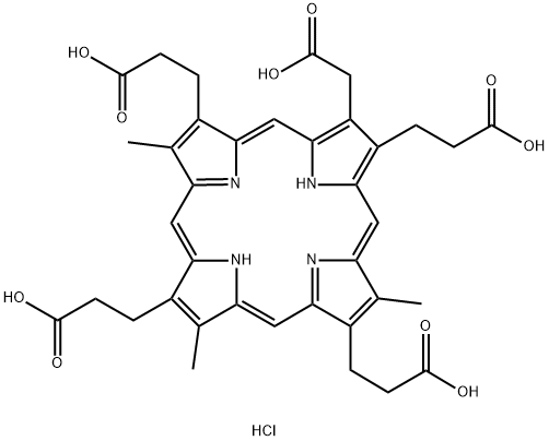 PENTACARBOXYLPORPHYRIN I DIHYDROCHLORIDE, 141407-11-6, 结构式