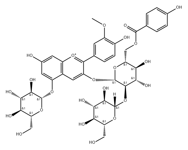 芍药色素-3-O-对羟基苯甲酰槐糖苷-5-O-Β-D-葡萄糖苷, 1414781-79-5, 结构式