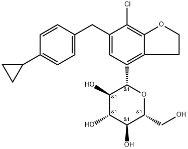 D-Glucitol, 1,5-anhydro-1-C-[7-chloro-6-[(4-cyclopropylphenyl)methyl]-2,3-dihydro-4-benzofuranyl]-, (1S)- Structure