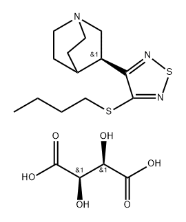 1-Azabicyclo[2.2.2]octane, 3-[4-(butylthio)-1,2,5-thiadiazol-3-yl]-, (S)-, (2R,3R)-2,3-dihydroxybutanedioate (1:1) (9CI) 化学構造式