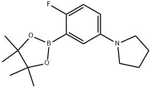 1-[4-Fluoro-3-(4,4,5,5-tetramethyl-1,3,2-dioxaborolan-2-yl)phenyl]pyrrolidine Structure