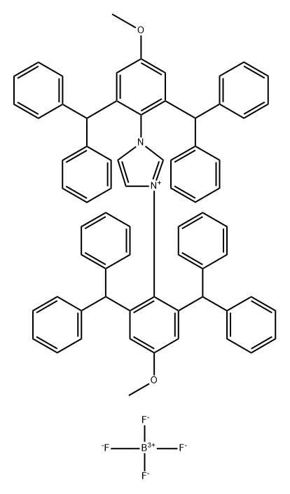 N,N'-bis(2,6-bis(diphenylmethyl)-5-methoxyphenyl)imidazolium tertrafluoroborate Structure