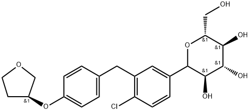 D-Glucitol, 1,5-anhydro-1-C-[4-chloro-3-[[4-[[(3S)-tetrahydro-3-furanyl]oxy]phenyl]methyl]phenyl]- Structure