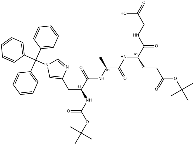 Boc-His(Trt)-Ala-Glu(OtBu)-Gly-OH Struktur