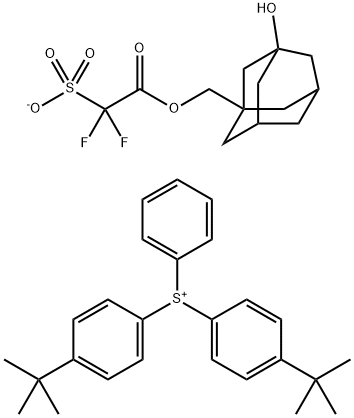 Sulfonium, bis[4-(1,1-dimethylethyl)phenyl]phenyl-, salt with 1-[(3-hydroxytricyclo[3.3.1.13,7]dec-1-yl)methyl] 2,2-difluoro-2-sulfoacetate (1:1) Structure